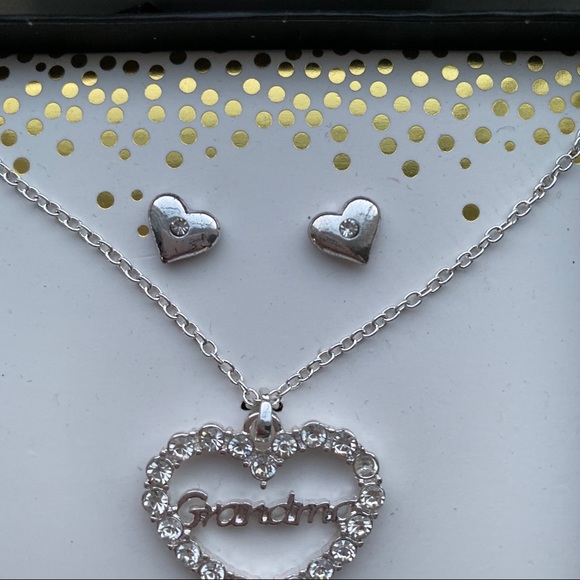 Silver & diamond “Grandma” necklace + earrings set - Picture 3 of 8